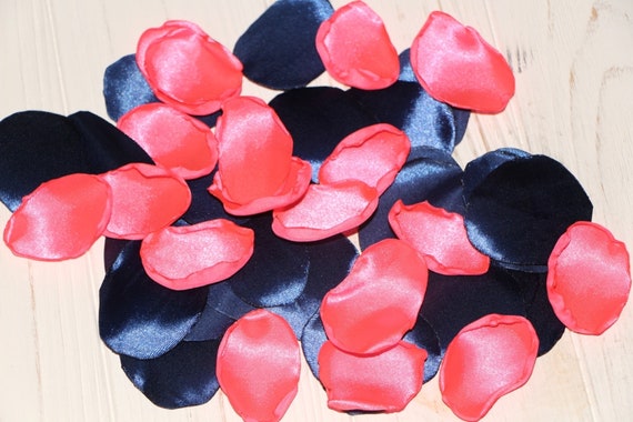 Navy Blue And Coral Wedding Rose Petals Aisle Runners Decor Etsy