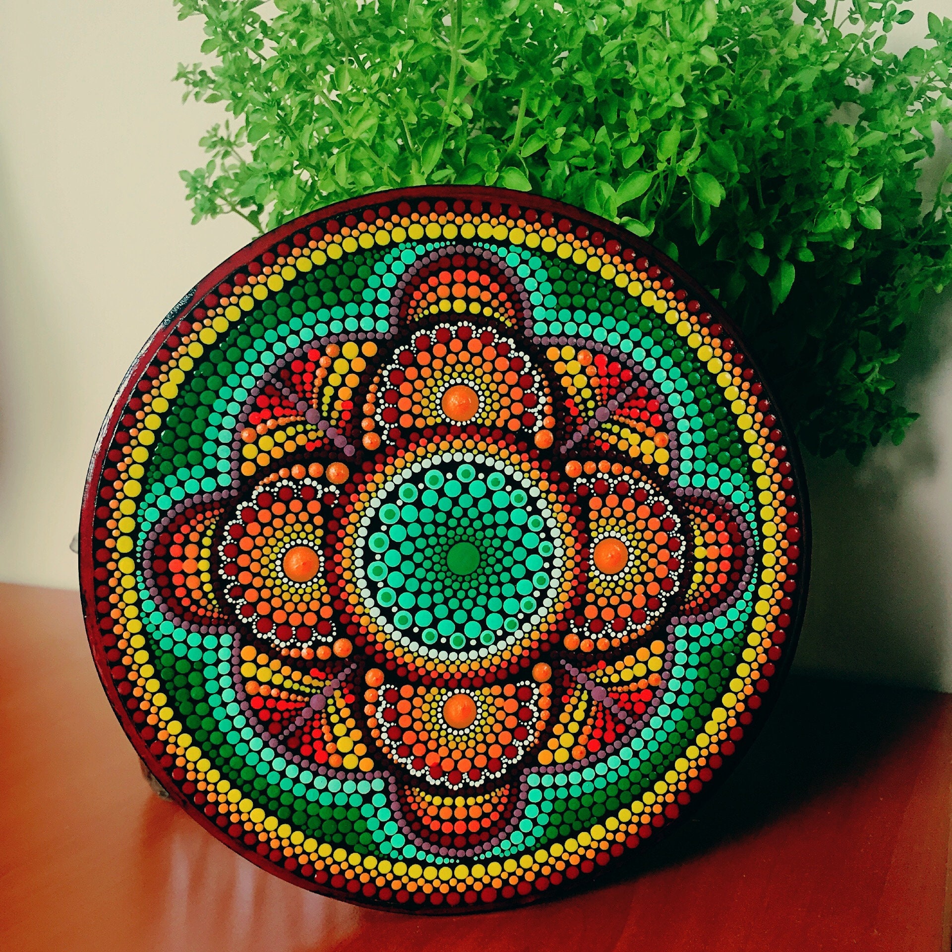 Hand painted Dot Mandala On Wood Wall Art Great Gift Etsy
