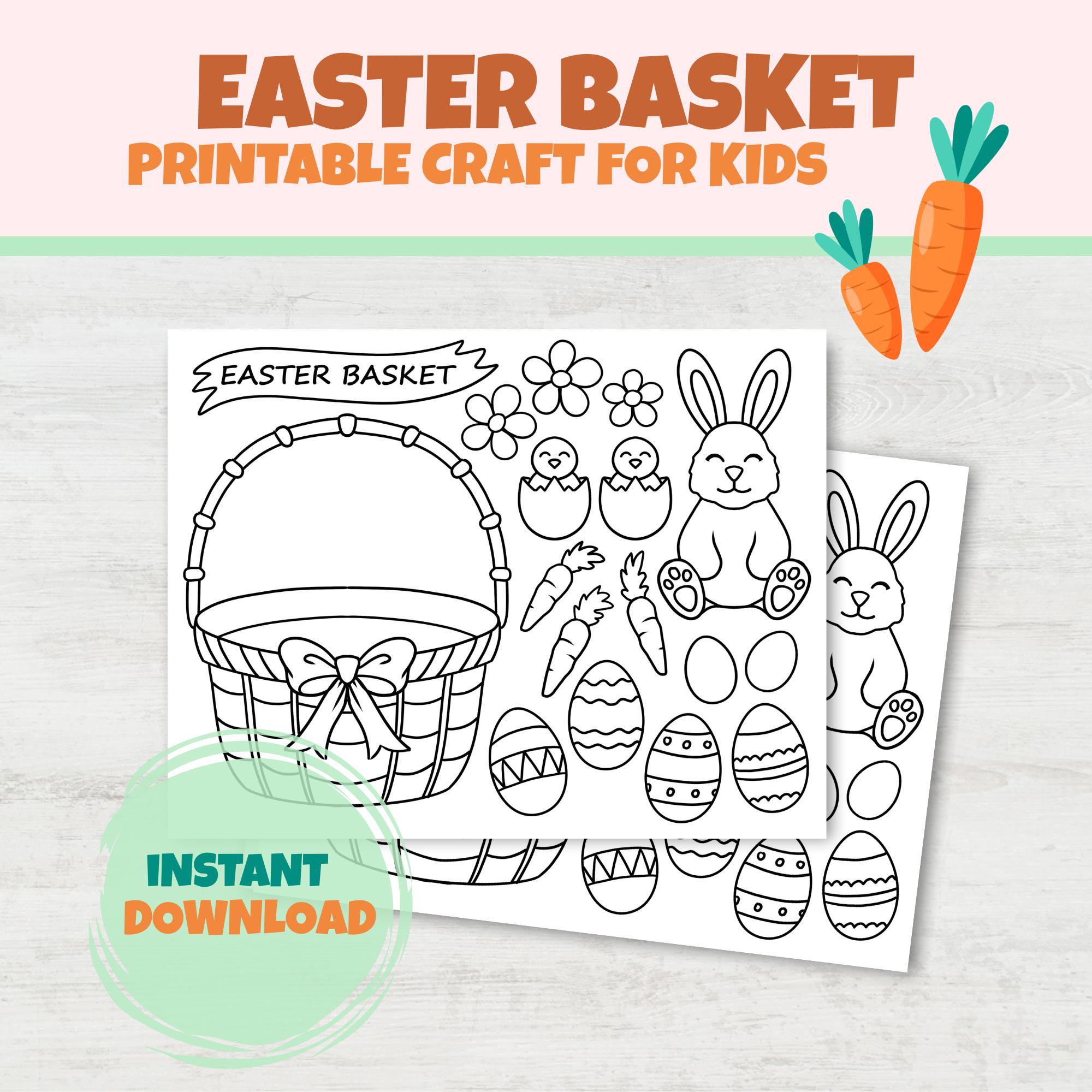 Easter Basket Craft for Kids - Easy Printable Paper Coloring DIY ...