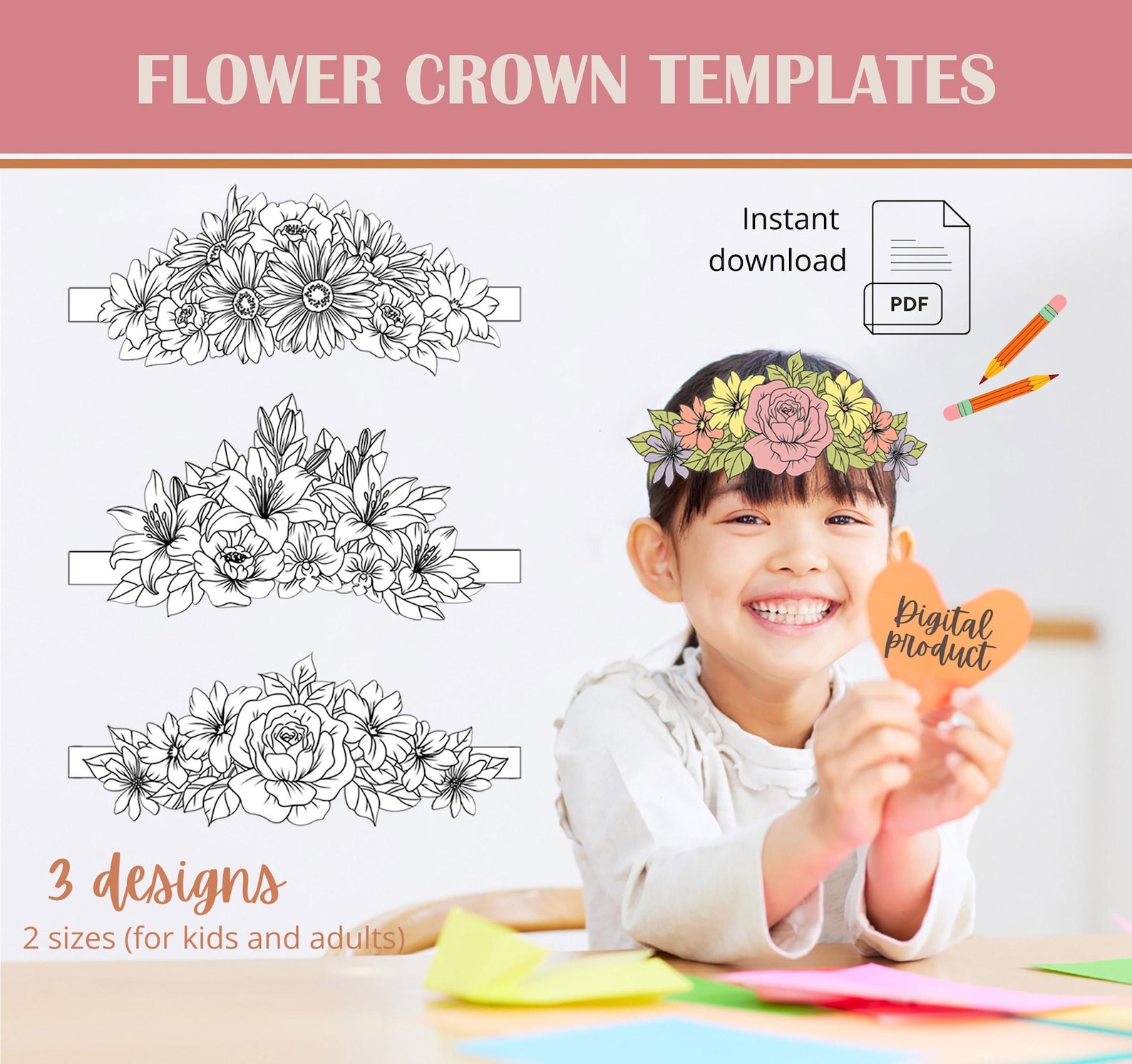 Paper Flower Crown Template - 3 Printable Designs, Easy Craft ...