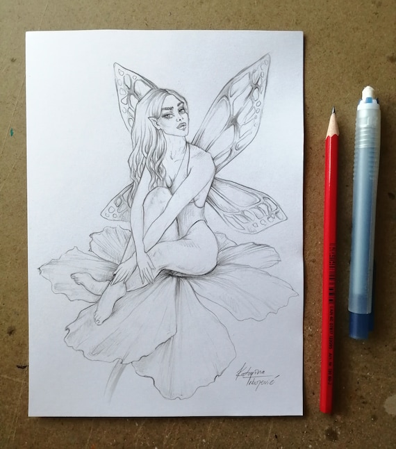 Free Black And White Fairy Drawings, Download Free Black And White Fairy  Drawings png images, Free ClipArts on Clipart Library