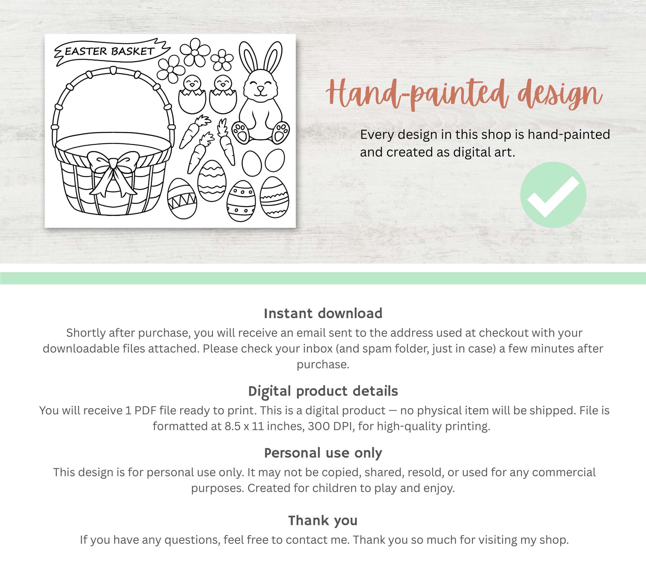 Easter Basket Craft for Kids - Easy Printable Paper Coloring DIY ...