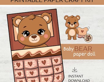 Zestaw do samodzielnego wykonania „Baby Bear Bedtime Craft”, zabawka do odgrywania ról, mini papierowa lalka