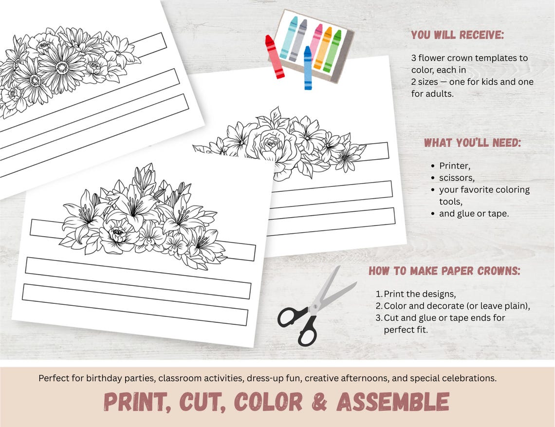 Paper Flower Crown Template - 3 Printable Designs, Easy Craft ...