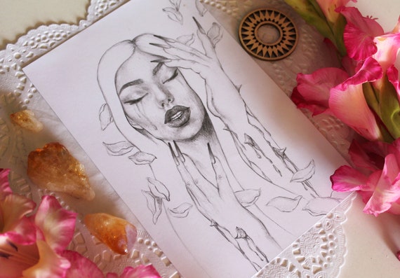Retrato surrealista de rosas dibujo original a lápiz de - Etsy México Retrato surrealista de rosas dibujo original a lápiz de - Etsy México
