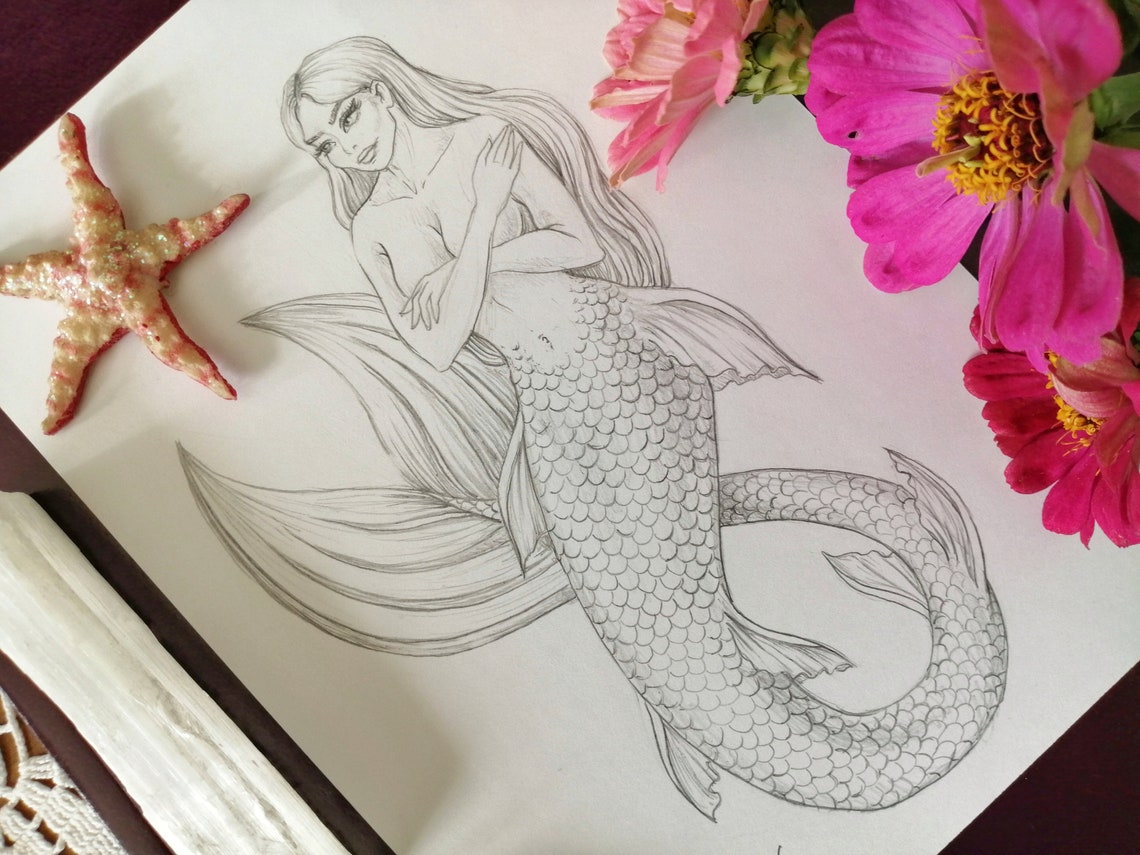 Nude Mermaid Art Print Siren Art Fantasy Art Print Naked - Etsy