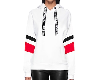 Ladies tricolor hoodie in white red black