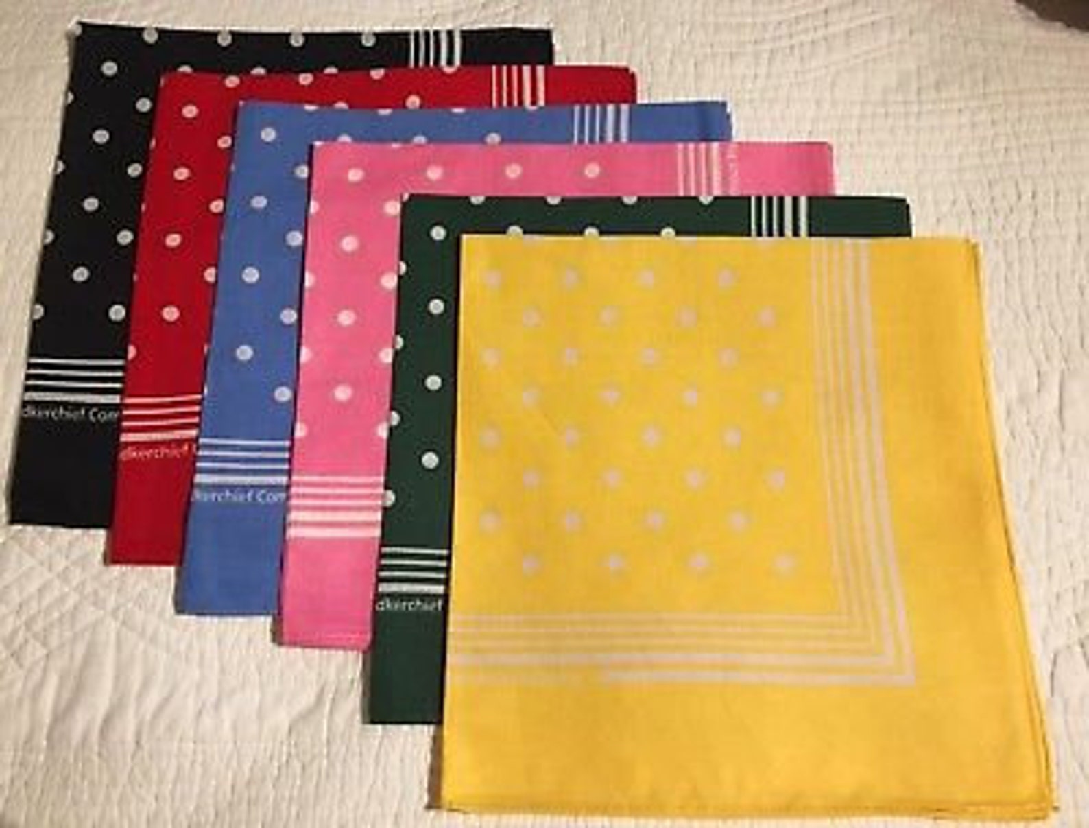 Enormous Cotton Handkerchief Men's Large Spotted Hankies, Set of 6