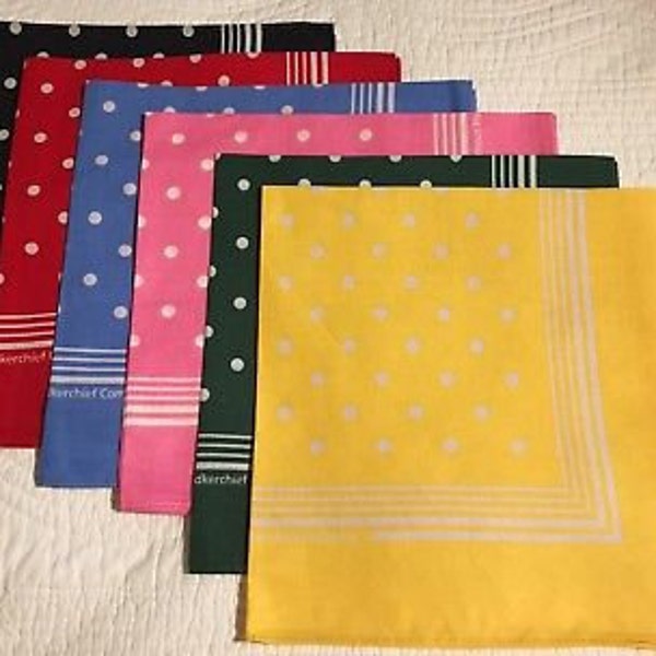 Enormous Cotton Handkerchief Men's Large Spotted Hankies, Set of 6