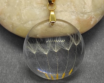 Dandelion necklace, resin necklace, dandelion jewelry, wish necklace