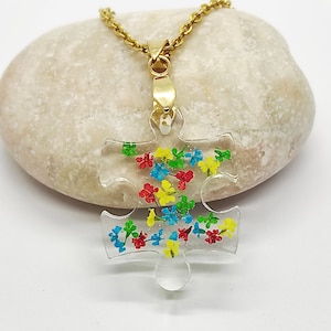 Autism awareness necklace, puzzle piece pendant, autism acceptance necklace, autism teacher gift, autism mom gift