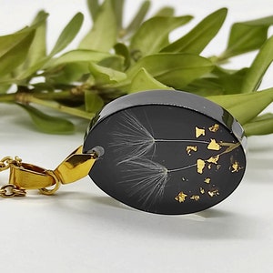 Dandelion Resin Necklace: Dried Flower & Gold Flake Jewelry