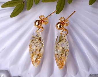 Pressed flower jewelry, dried flower resin earrings, terrarium jewelry for her