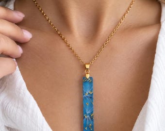 Blue Dandelion Necklace, Real Dandelion Seed Pendant, Resin Flower Jewelry