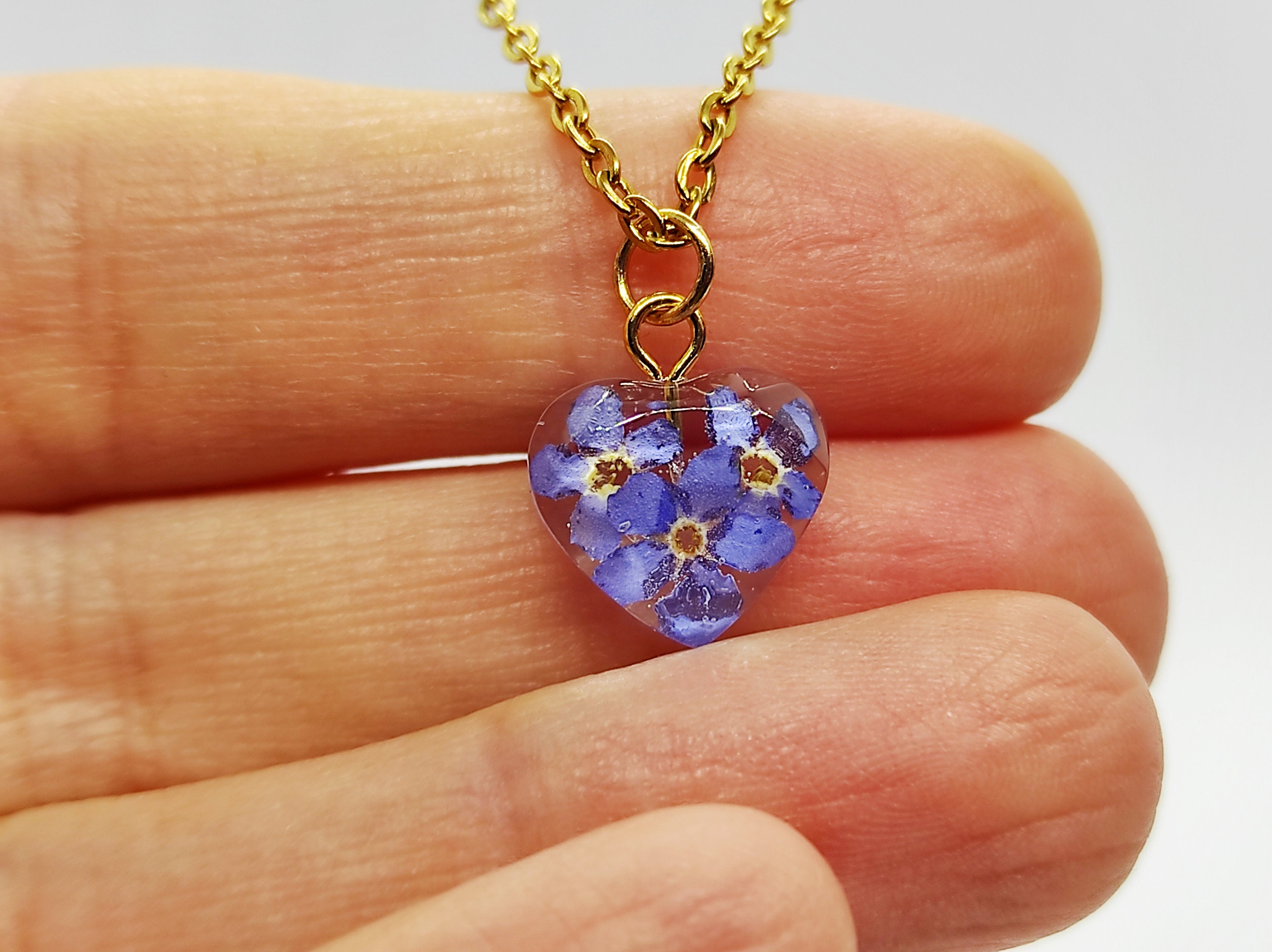 Forget me not heart necklace Clearance