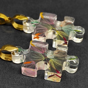 Dandelion Seed Puzzle Piece Necklace: Resin Friendship Jewelry