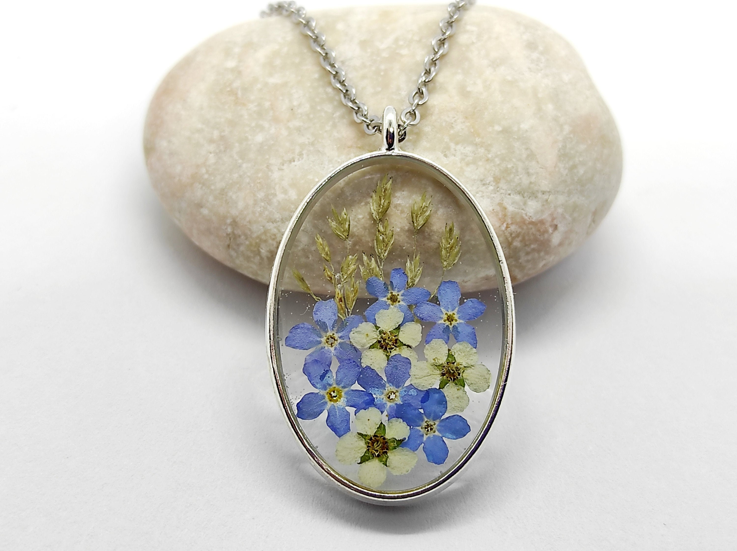 Dainty flower necklace pressed flower resin necklace Etsy