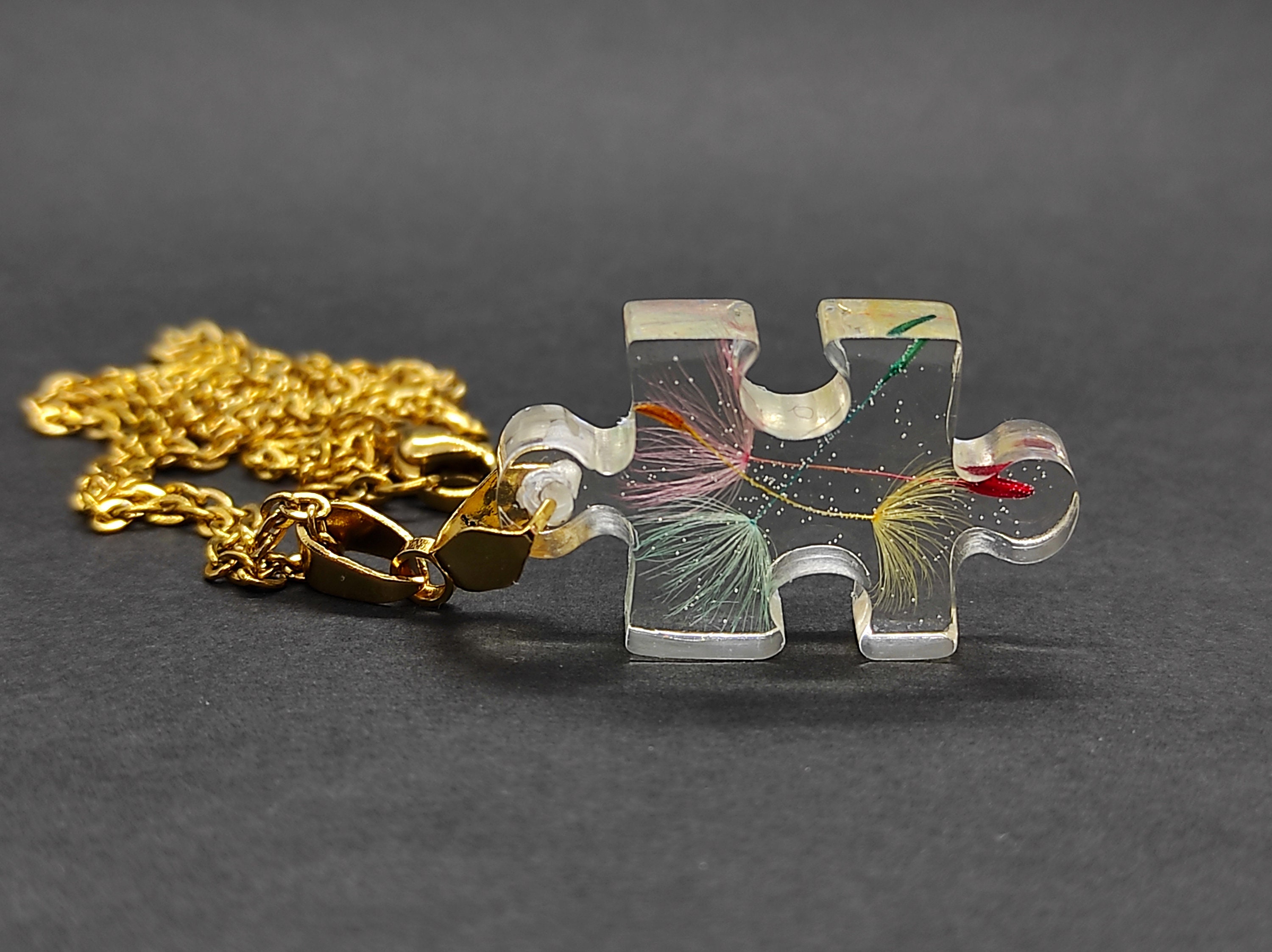 Autism Awareness Necklace Dandelion Pendant Puzzle Piece - Etsy