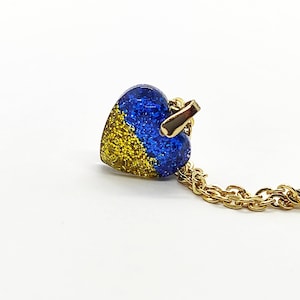 Ukraine flag necklace, Ukraine heart minimalist necklace, stand with Ukraine jewelry, gift from Ukraine