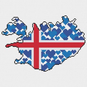 Island Kreuzstichmuster Landkarte Island Flagge Island Stickmuster Reisekarte Landkarte PDF I love Island einfach Reykjavik