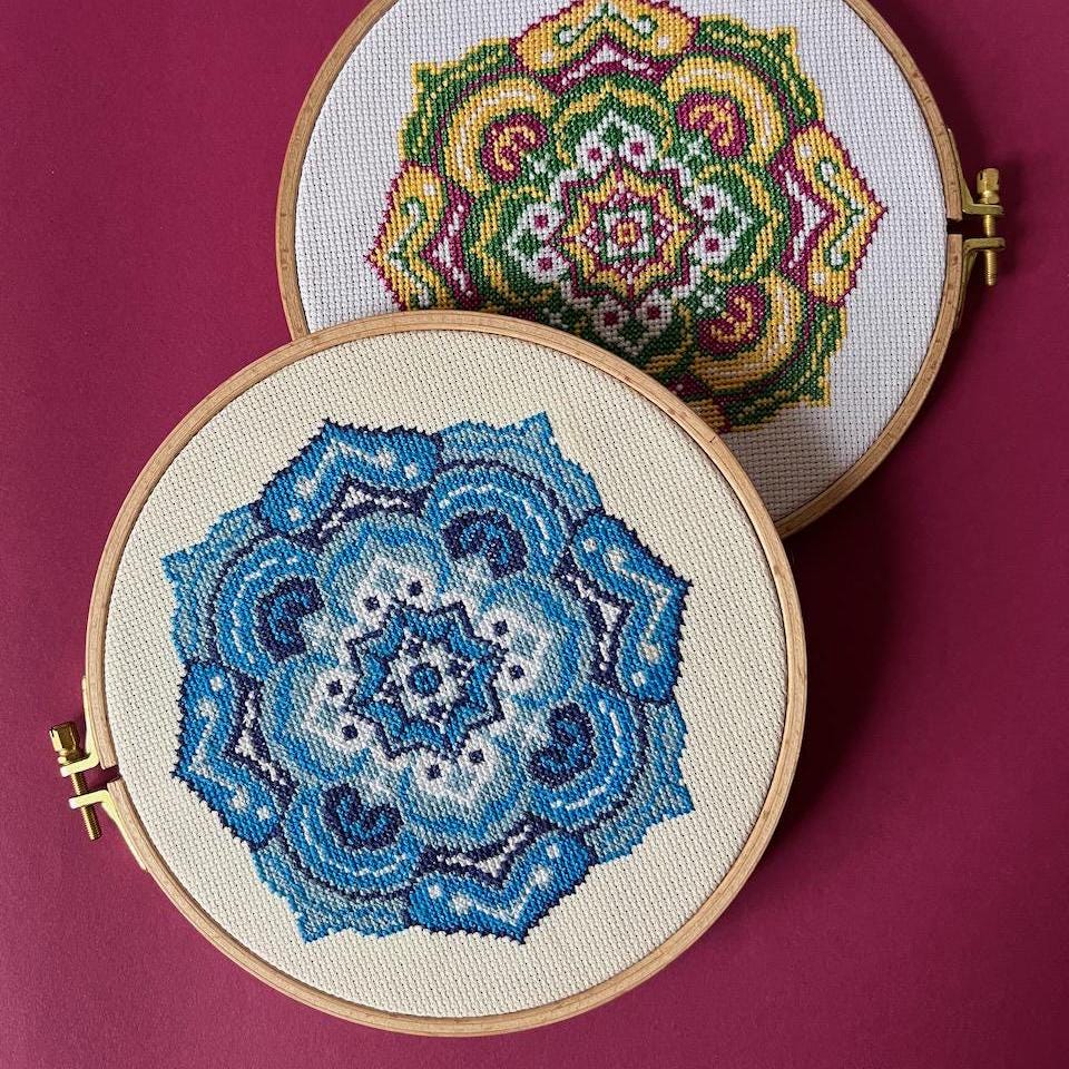 Mandala Cross Stitch Pattern Blue and White Mandala Ornament Counted ...