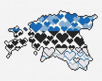 Patrón de punto de cruz del mapa de Estonia: Bordado de la bandera del país (PDF)