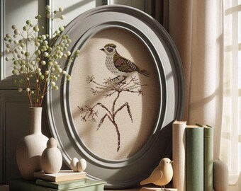 Lark Cross Stitch Pattern Cozy Small Birdie Woodland Animals