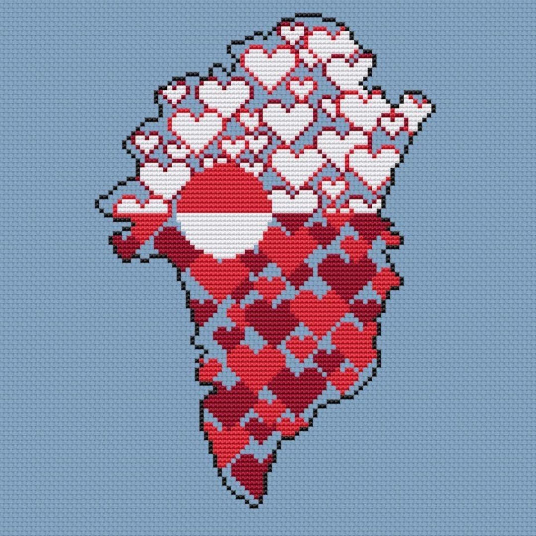 Greenland Cross Stitch Pattern Map Flag Country PDF - Etsy