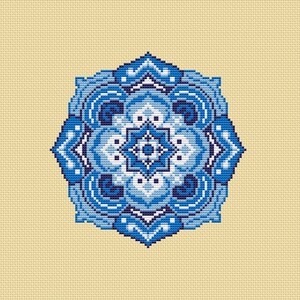 Mandala Cross Stitch Pattern Blue and White Mandala Ornament Counted ...
