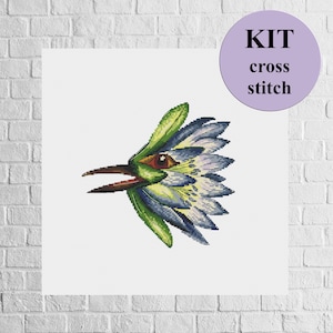 Kit magische bloem kruissteek Kit vogel borduurwerk lelie kruissteek Fantastische vogels geteld kaart bloem natuur Eenvoudig doe-het-zelf pakket modern patroon