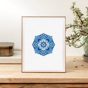 Mandala Cross Stitch Pattern Blue and White Mandala Ornament Counted ...