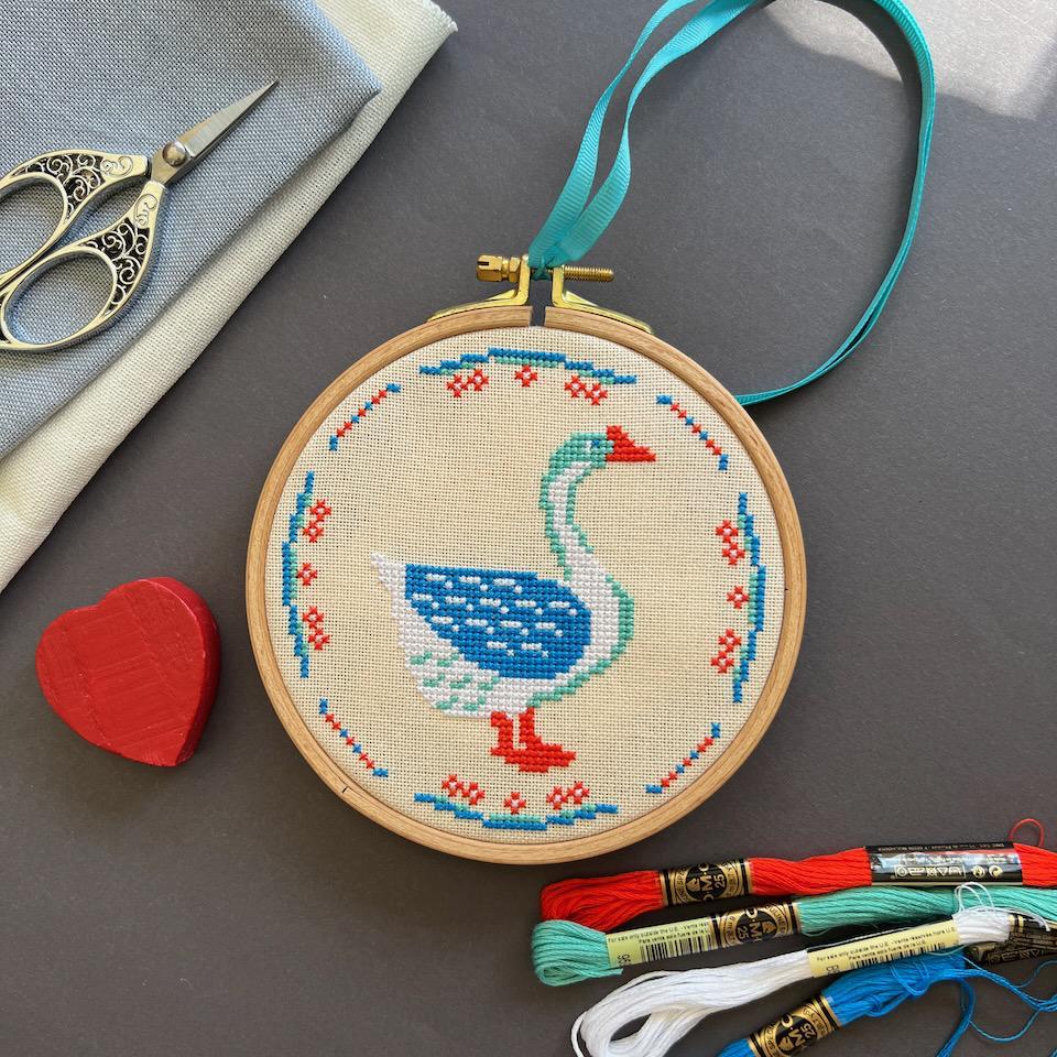 Goose Graph Pattern Goose Cross Stitch Pattern, Easy Bird Ornament Embroidery (PDF) White ...