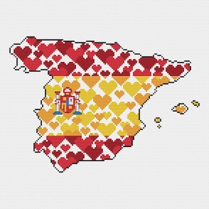 Spanien Kreuzstichmuster Landkarte Flagge Spanien Landkarte Landkarte Landkarte Landkarte gezÃ¤hlt Ich liebe Spanien España bandera de España Madrid