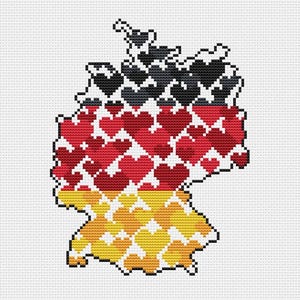 Deutschland Kreuzstich Stickmuster Landkarte von Deutschland Flagge Stickmuster Deutschland Landkarte Landkarte PDF I love Germany