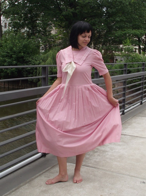 True Vintage Laura Ashley sailor dress pink polka… - image 4