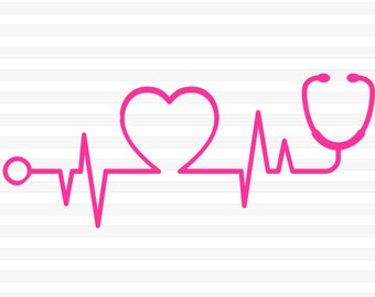 Heartbeat SVG, Nurse SVG, Doctor SVG, Healthcare Svg, Stethoscope Svg, Cricut Cut Files, Silhouette Cut File