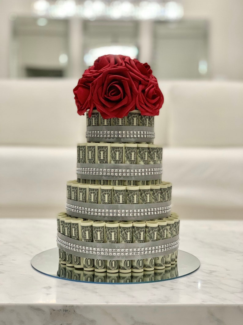 100 Dollar Money Cake 4 Tiered silver W/ Bling Etsy