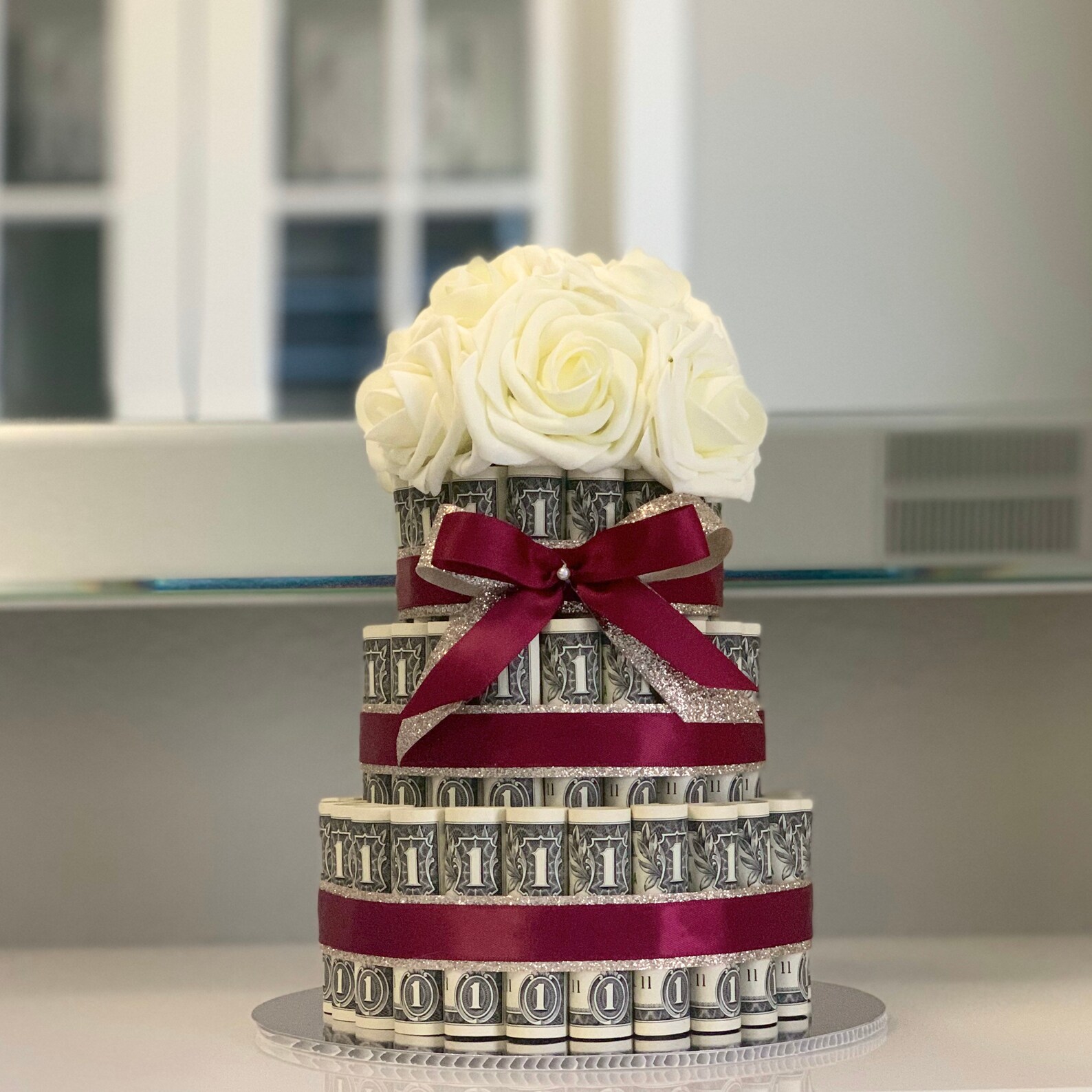 Pastel de dinero de 60 dólares 3 niveles Maroon & Etsy