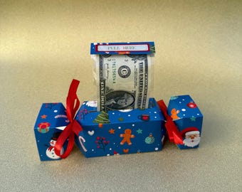 Large Surprise Money Pull Pouch- Rectangle, Christmas Money Pull Box, DIY Christmas Kit, Cash Gift Pouch, Christmas Gift Pouch