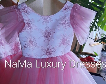 Rosa Blumenmädchen Kleid, Partykleid Tüll, ersten Geburtstag Kleid, Blumenmädchen Kleid aus Spitze, Hochzeitskleid, Tutu Kleid, Prinzessin Kleid in rosa