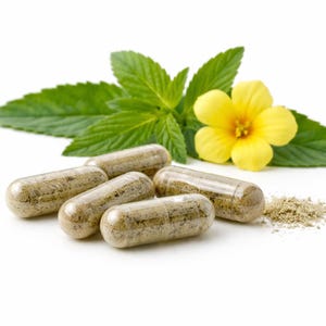 Cápsulas de Folha de Damiana 500 mg | Turnera diffusa | Cápsulas Veganas à Base de Ervas | Produto Natural