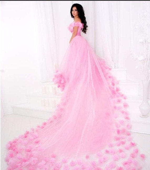 long pink dress for girls
