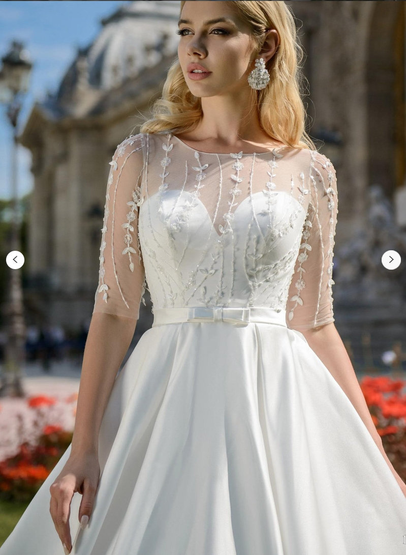 Ivory wedding dress, Bohemian satin bridal dress with sleeves, Colorful dress for bride, Lace bridal dress, Royal Bridal gown Any, Plus Size