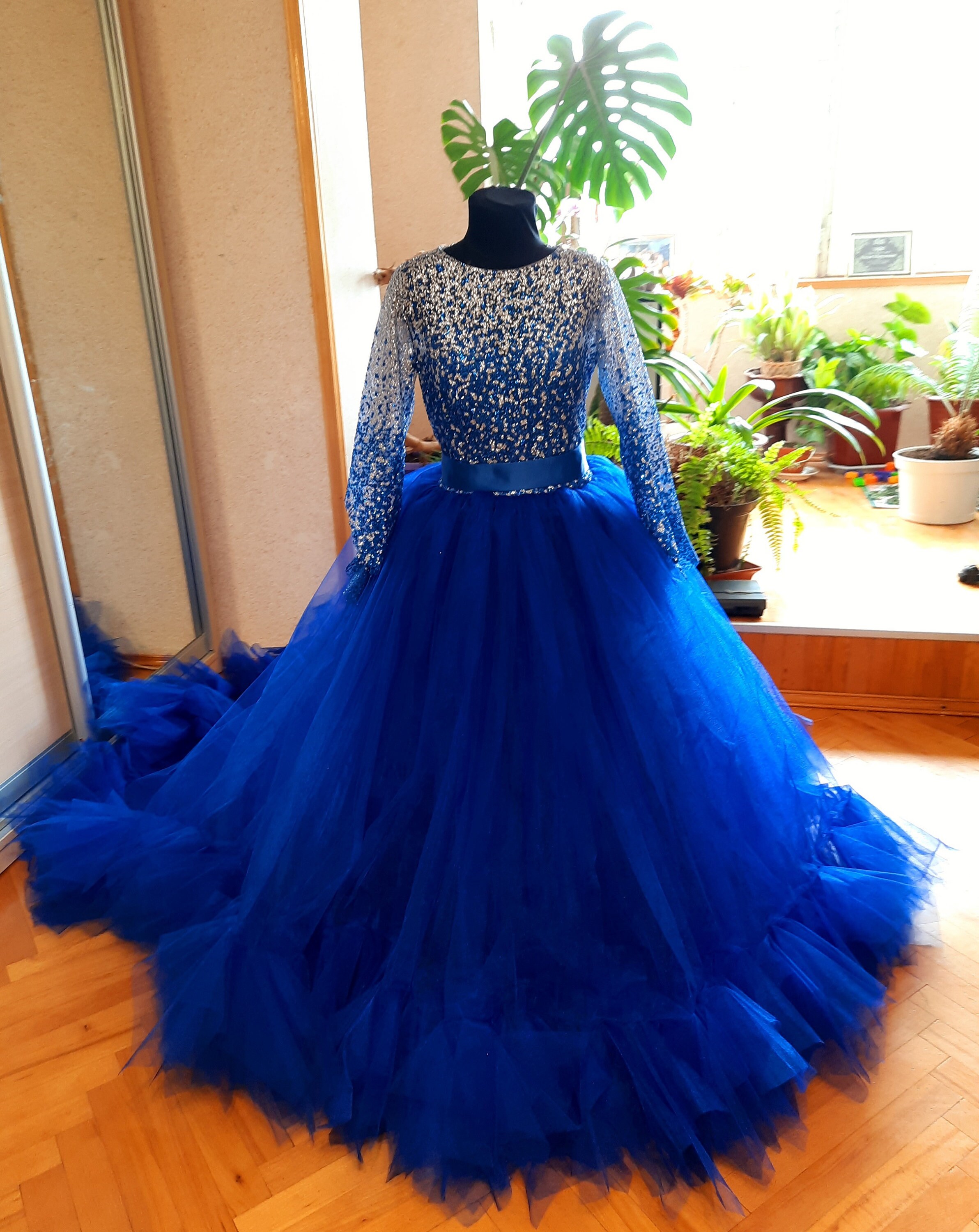 photo Royal Blue Wedding Dress For Girls royal blue flower girl dress wedding birthday blue and silver flower girl dress tulle flower girl dresses princess dress junior tutu gown