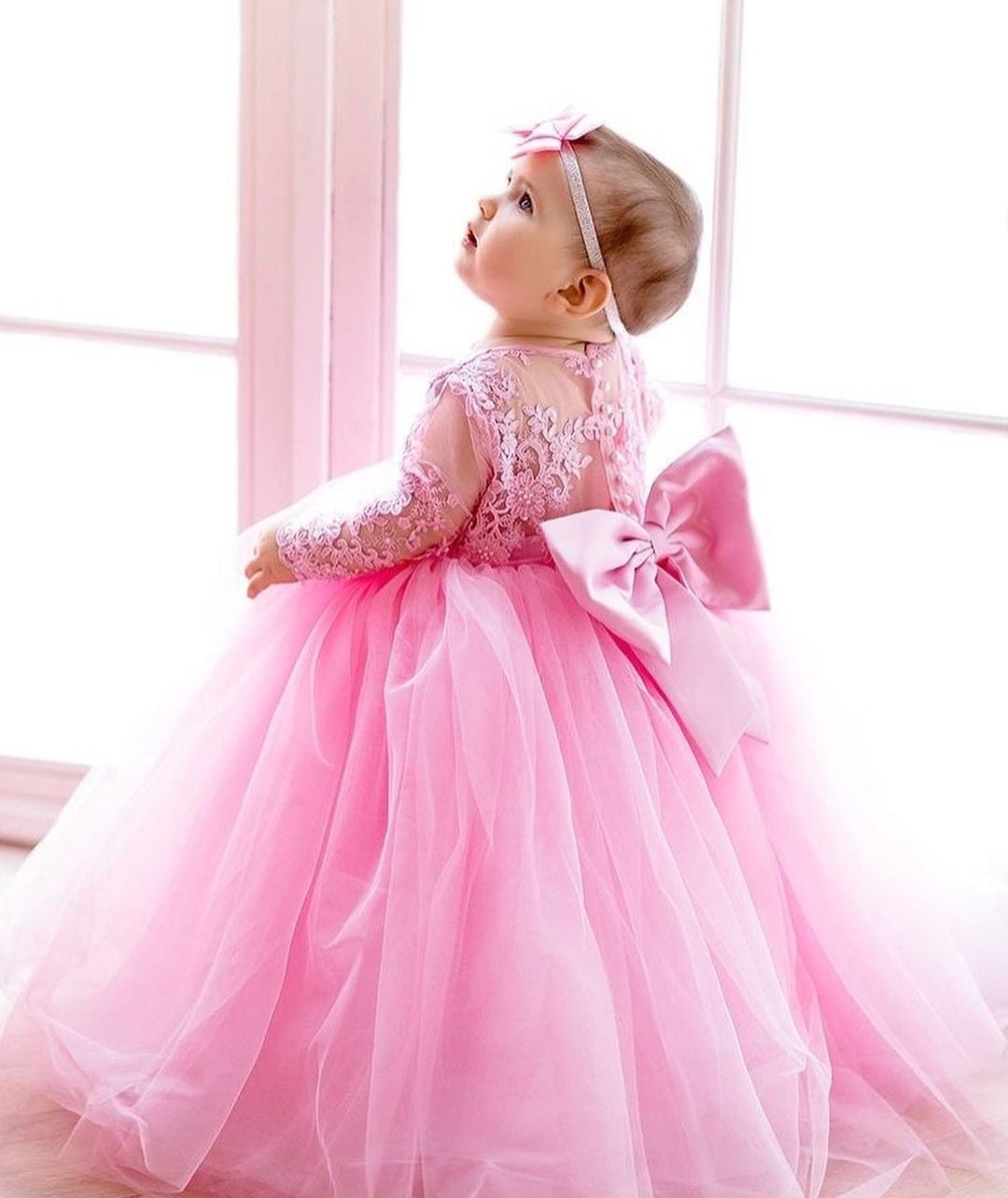 First Birthday Dress, Pink Tutu Dress, Cirl Pink Birthday Outfit