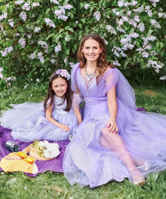 Purpre Mother Daughter Matching Dress Mommy and Me Outfits Royal Dresses First Birthday Tulle Mother Daughter Dresses Lilas Photo Shoot Etsy Canada