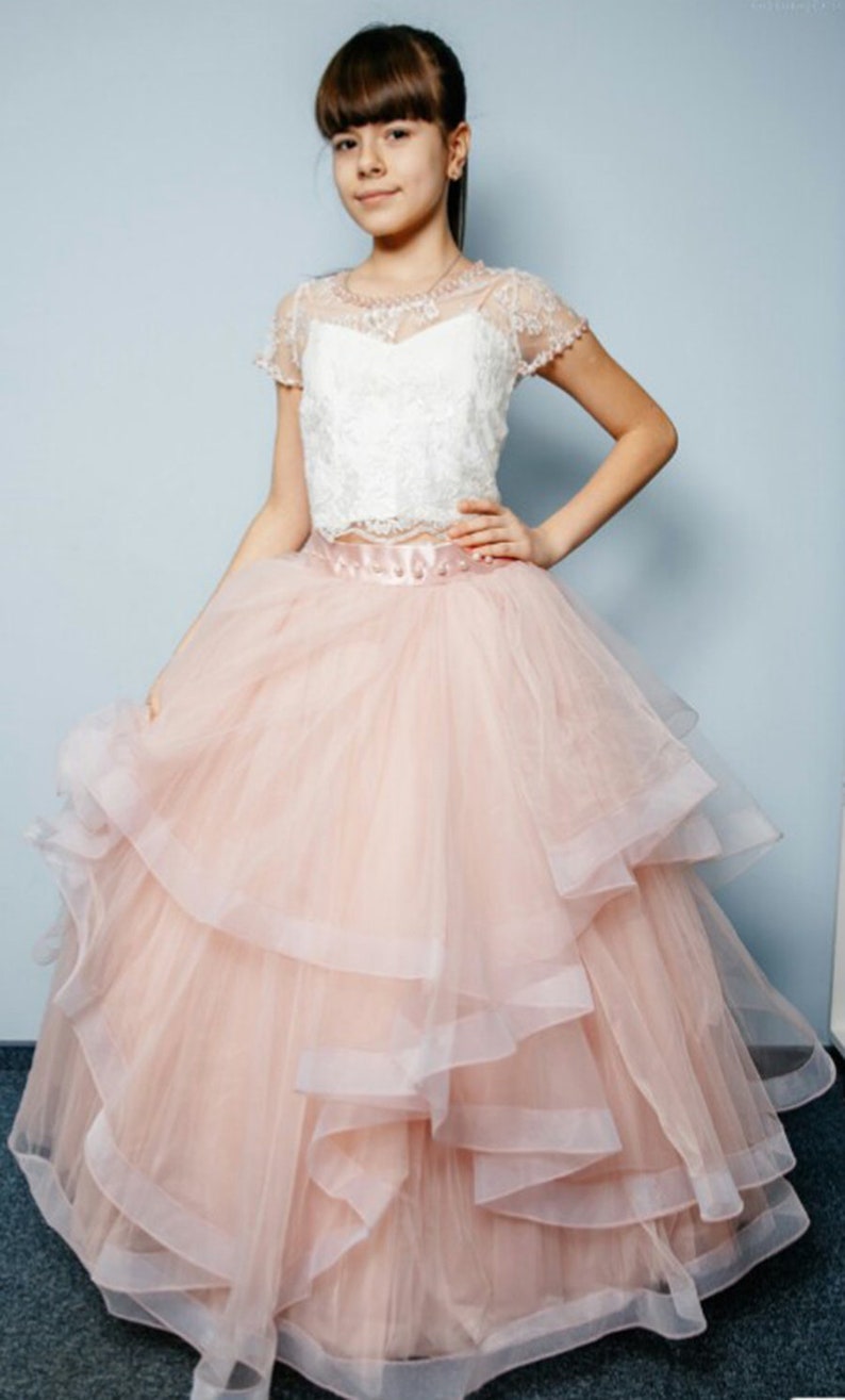 Ivory and blush flower girl dresses macys Birthday Wedding Bridesmaid blush Flower girl ivory dress tulle flower girl dress alternative