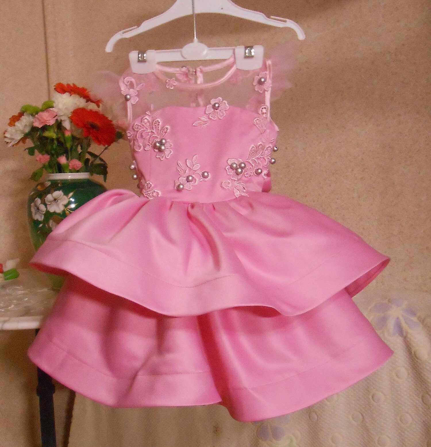 Pink Flower Girl Dress Wedding party First Birthday Dress Etsy