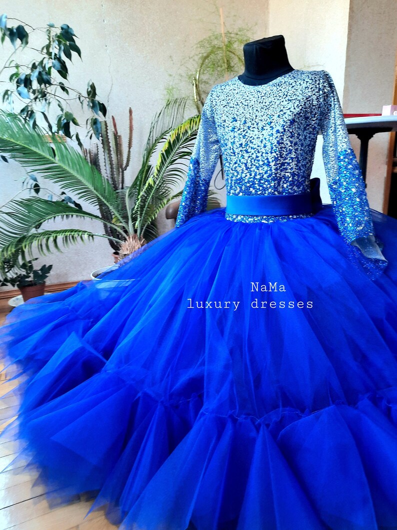 Royal Blue Girl Dress Ombre Birthday Flower Girl Dress Etsy