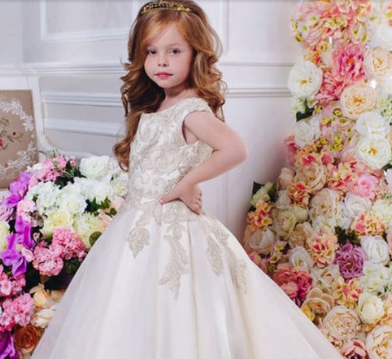 ivory satin flower girl dresses